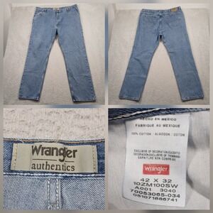 Wrangler Authentics Jeans Men's 42x32 Blue Denim Straight‎ Fit
